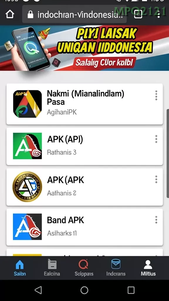 Cuplikan layar menu unduhan mpo2121 untuk perangkat Android